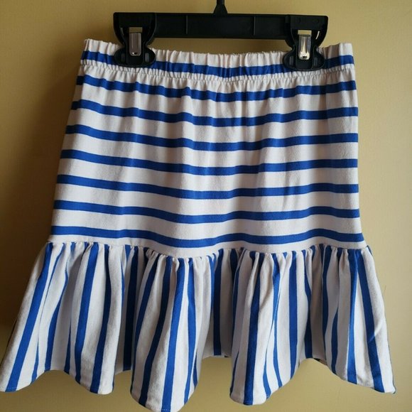 JCREW CREWCUTS SZ 8 STRIPED BLUE RUFFLED SKIRT - Picture 2 of 4
